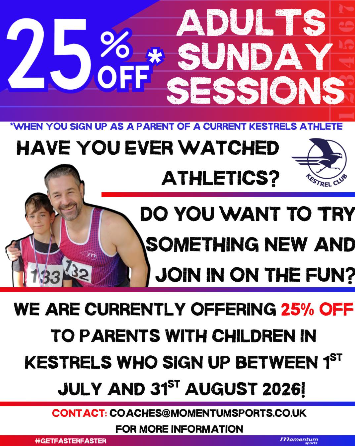 Kestrels Parents Sunday Sessions 2026