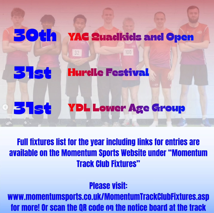 What's On in May — Athletics Fixtures 2026