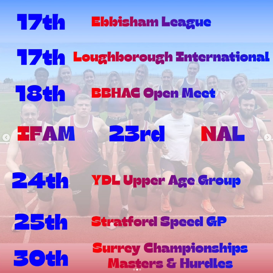 What's On in May — Athletics Fixtures 2026